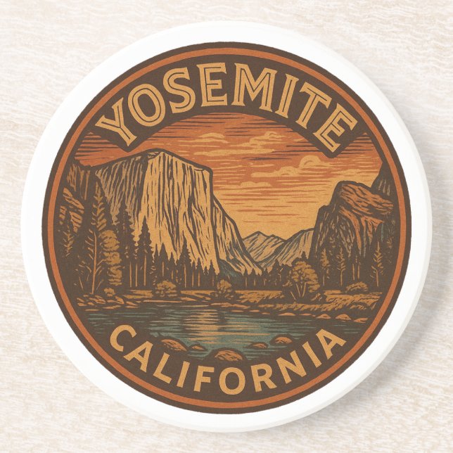 Posavasos Costura redonda del Parque Nacional Yosemite en Ca (Frente)