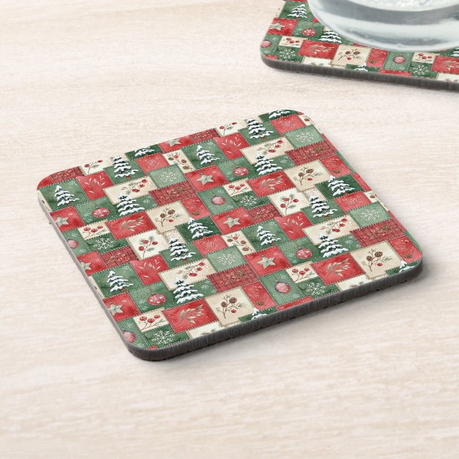 Posavasos Country patchwork christmas pattern (Lado Izquierdo)