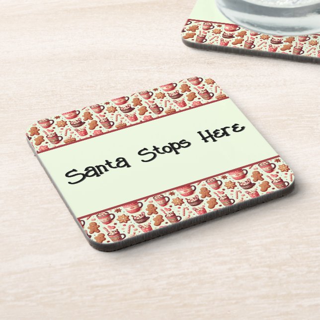 Posavasos Cozy Christmas Cocoa and Gingerbread Pattern (Lado Izquierdo)