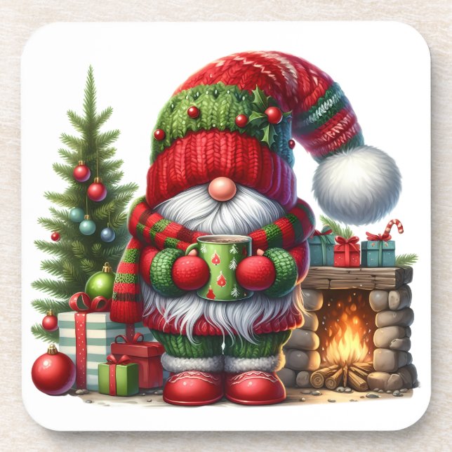 Posavasos Cozy Christmas Gnome Art – Festive Holiday (Frente)