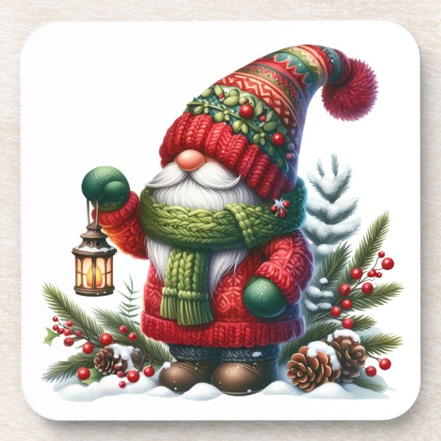 Posavasos Cozy Christmas Gnome Art – Festive Holiday (Frente)