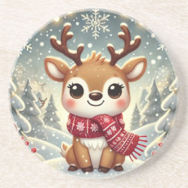 Posavasos Cozy Christmas Reindeer in a Winter Wonderland
