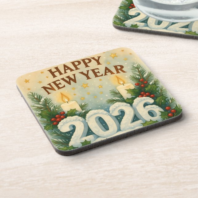 Posavasos cozy coaster set for happy new year 2026 (Lado Izquierdo)