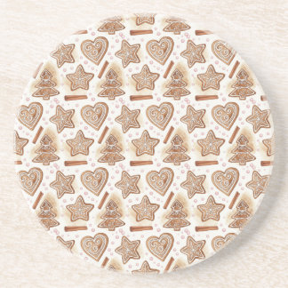 Posavasos Cozy Gingerbread Cookie Seamless Pattern