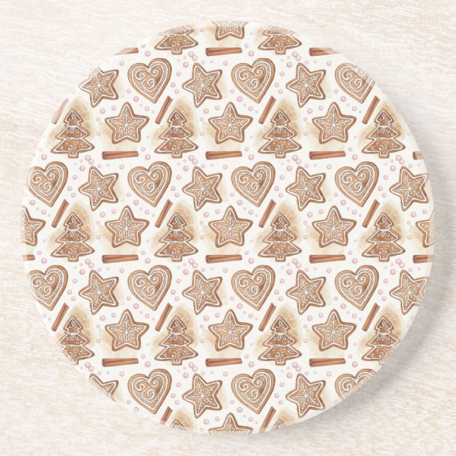 Posavasos Cozy Gingerbread Cookie Seamless Pattern (Frente)