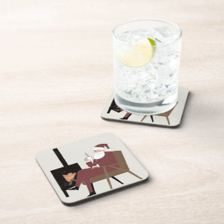 Posavasos Cozy Santa Fireplace Pattern Hard Plastic Coasters
