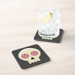 Posavasos Cráneo de Gótico kawaii con flores
