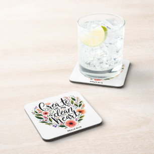 Posavasos Crea en Mí un Corazón floral limpio