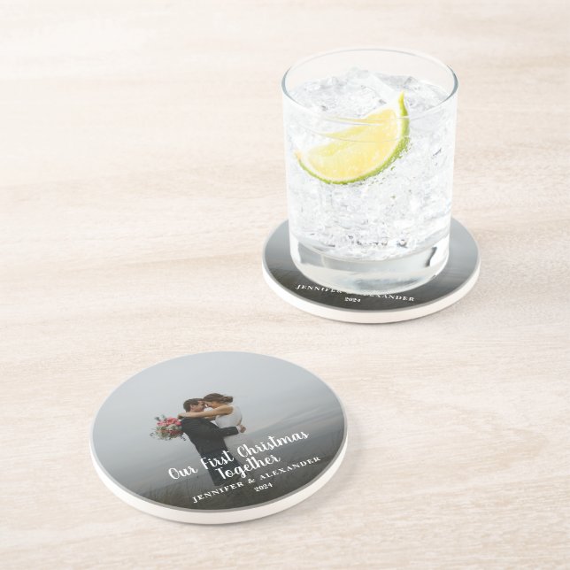 Posavasos Crea tu propia foto de First Christmas Together (Lado)