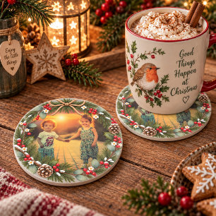 Posavasos Crea tu propia foto familiar de Navidad