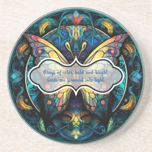 Posavasos Crea Tu Propia Mariposa Amarilla de Vidrio Pintado