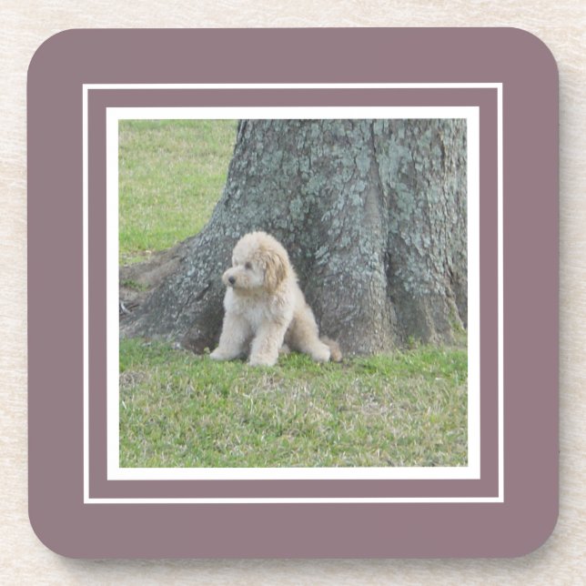 Posavasos Crea tu propia plantilla de fotos morado y blanco (Frente)