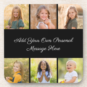Posavasos Crea tu propio collage de 6 fotos, añade tu saludo