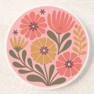 Posavasos Crea Tu Propio Jardín Retro Groovy Vintage Rosa