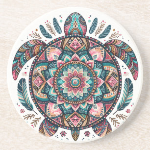 Posavasos Crea tu propio Mandala Bohemio Totémico de Tortuga