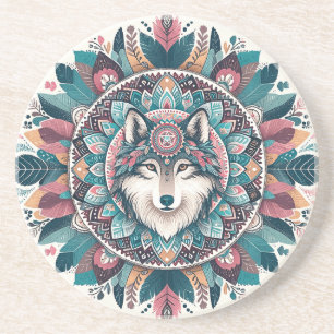 Posavasos Crea tu propio mandala totémico boho de lobo
