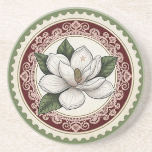 Posavasos Crea Tu Propio Sello de Magnolia Blanca Victoriana