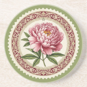 Posavasos Crea Tu Propio Sello de Peonía Rosa Victoriana