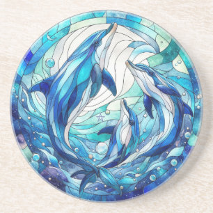 Posavasos Crea tu propio vidrio emplomado tres delfines