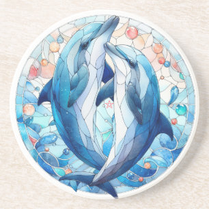 Posavasos Crea tus propios delfines abrazados de vidrio empl