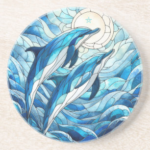 Posavasos Crea tus propios delfines matutinos de vidrio empl
