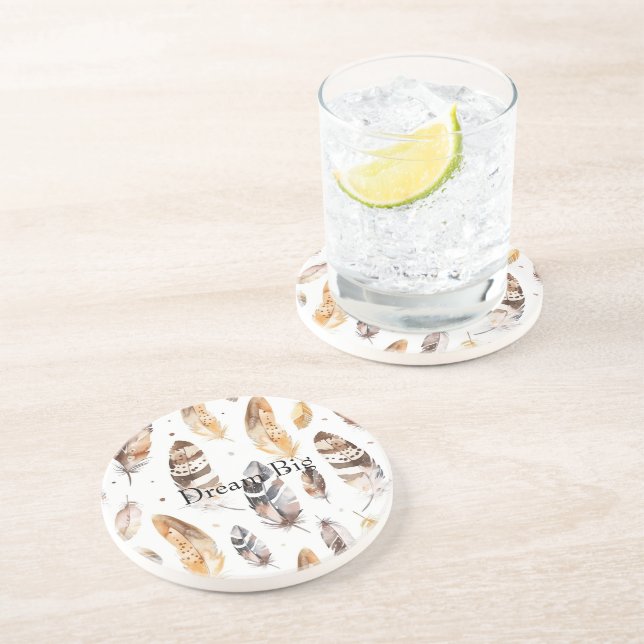 Posavasos Cream Brown Native Fethers (Lado)