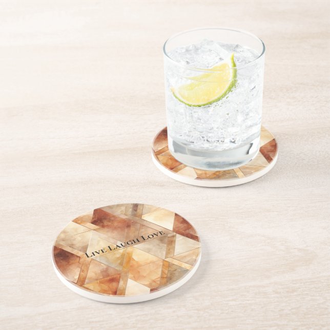 Posavasos Cream Burgundy Red Gold Triangels (Lado)