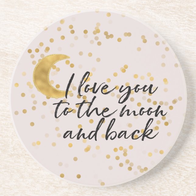 Posavasos Cream Gold I love you to the moon confetti (Frente)