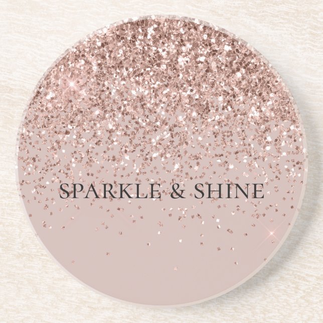 Posavasos Creamy Mauve Rosa Gold Purpurina Sparkle (Frente)