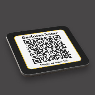 Posavasos Crear su propio código QR   Borde dorado blanco ne