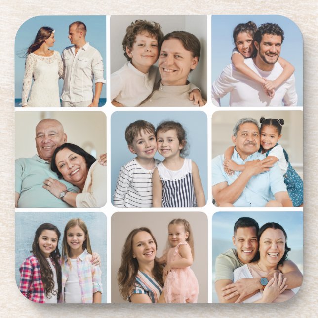 Posavasos Crear su propio Collage de fotos de esquinas redon (Frente)