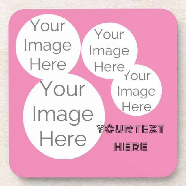 Posavasos crear una plantilla de texto de foto propia rosa (Frente)