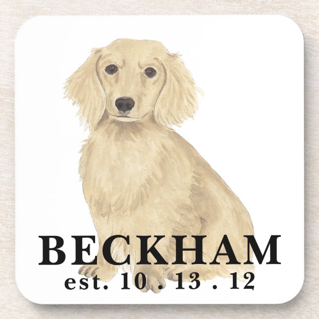 Posavasos Crema personalizada de larga duración: Dachshund (Frente)