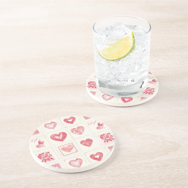 Posavasos Crema Roja Chic Amor De San Valentín (Lado)