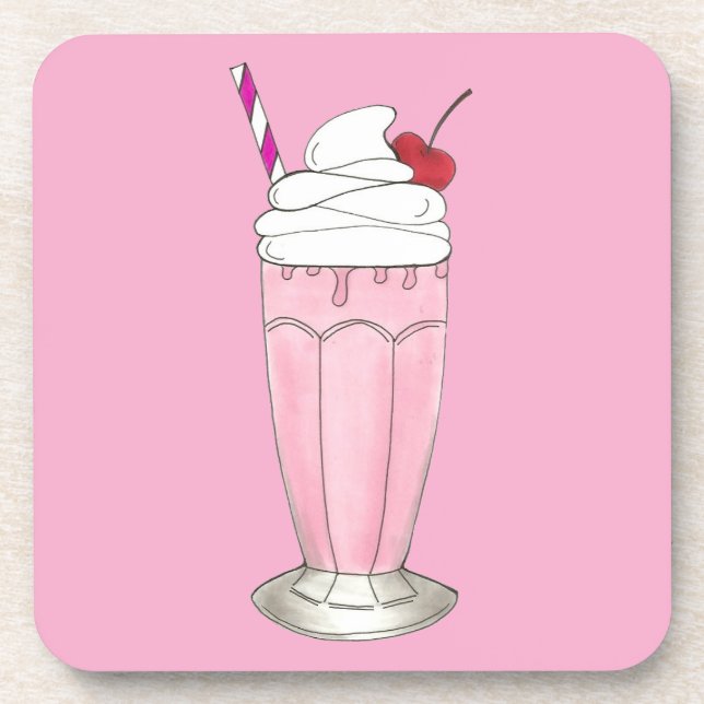Posavasos Crema rosa de fresa crema de helado de fresa tiend (Frente)