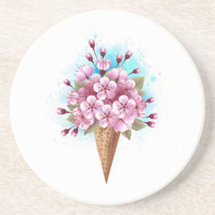 Posavasos Crema rosa de hielo Sakura Waffle Cone
