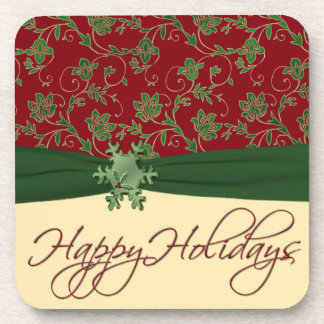 Posavasos Crema Verde Rojo Feliz Fiestas Felices Fiestas Mon
