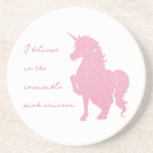 Posavasos Creo en el unicornio rosa invisible.