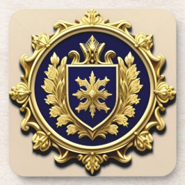 Posavasos Crestón Ornamental Dorado Elegante con Escudo