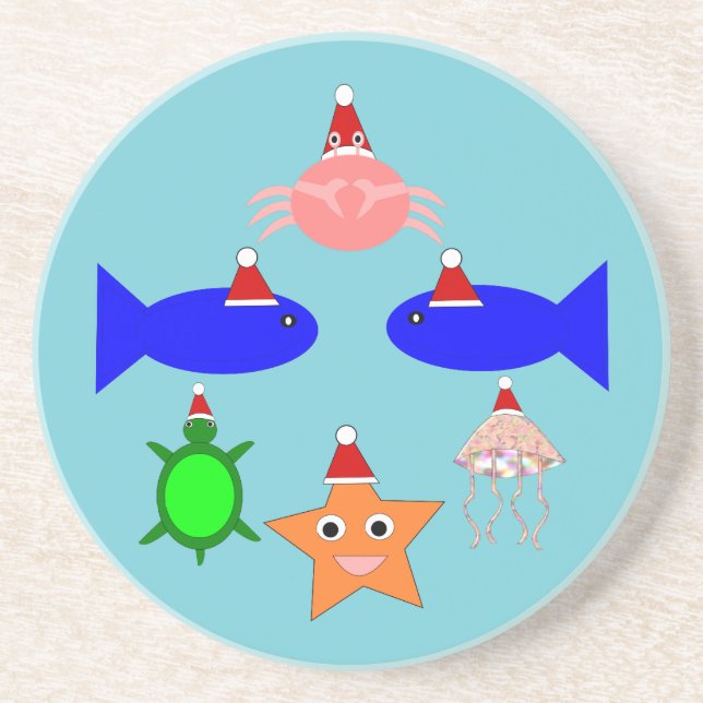 Posavasos Criaturas marinas de los navidades (Frente)