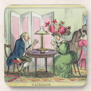 Posavasos Cribbage, publicado por Thomas McLean, Londres