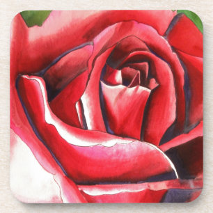 Posavasos Crimson Red Rose original acuarela