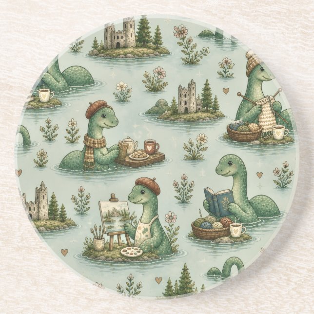 Posavasos Criptídeos Acogedores Nessie Monstruo del Lago Nes (Frente)