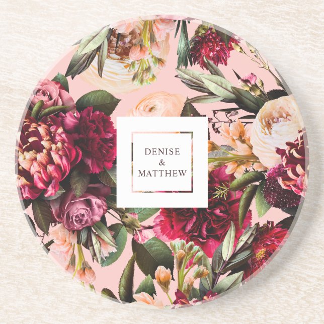 Posavasos Crisantemo romántico sobre rosa gasa (Frente)