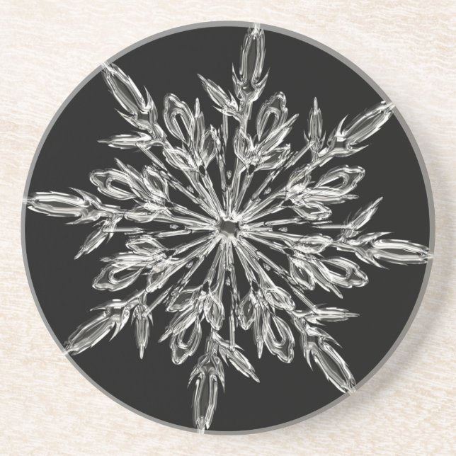 Posavasos Cristal de hielo único sobre negro (Frente)