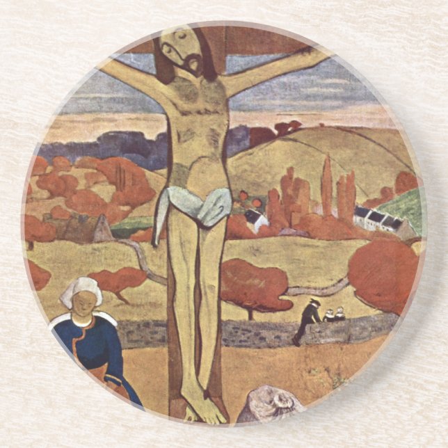 Posavasos Cristo Amarillo de Paul Gauguin, Bella Artes Vinta (Frente)