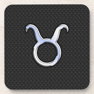 Posavasos Cromado como Rótulo Taurus sobre piel de serpient