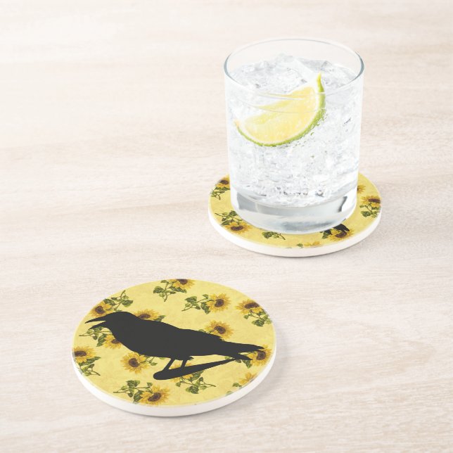 Posavasos Crow on Sunflowers (Lado)