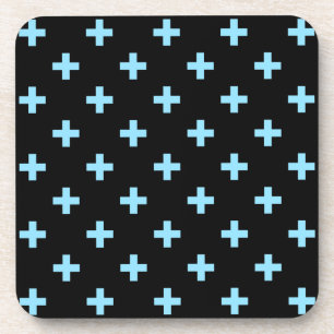 Posavasos Cruces de polka azul sobre negro