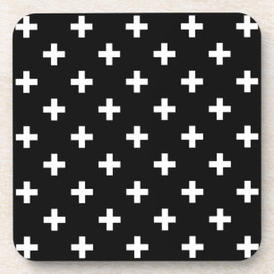 Posavasos Cruces de polka blanca sobre negro